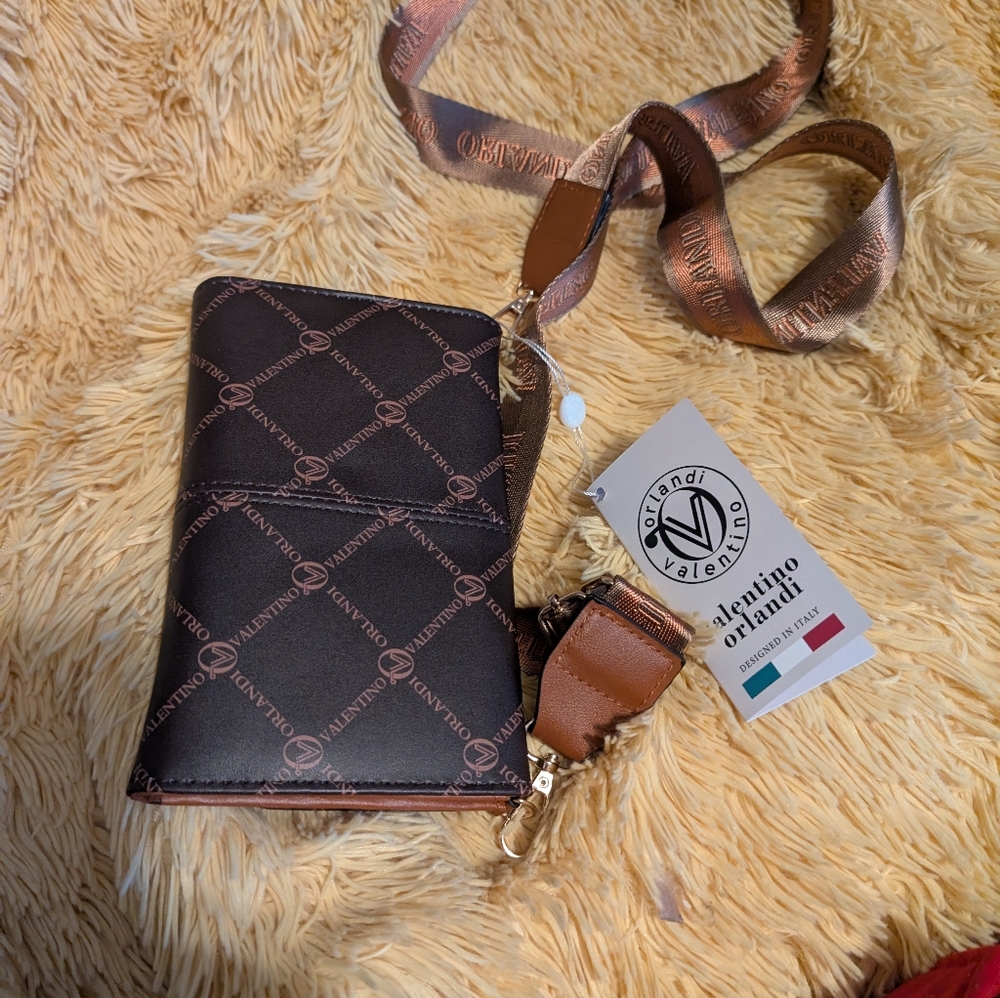 Valentino Orlandi Black and Brown Logo Crossbody